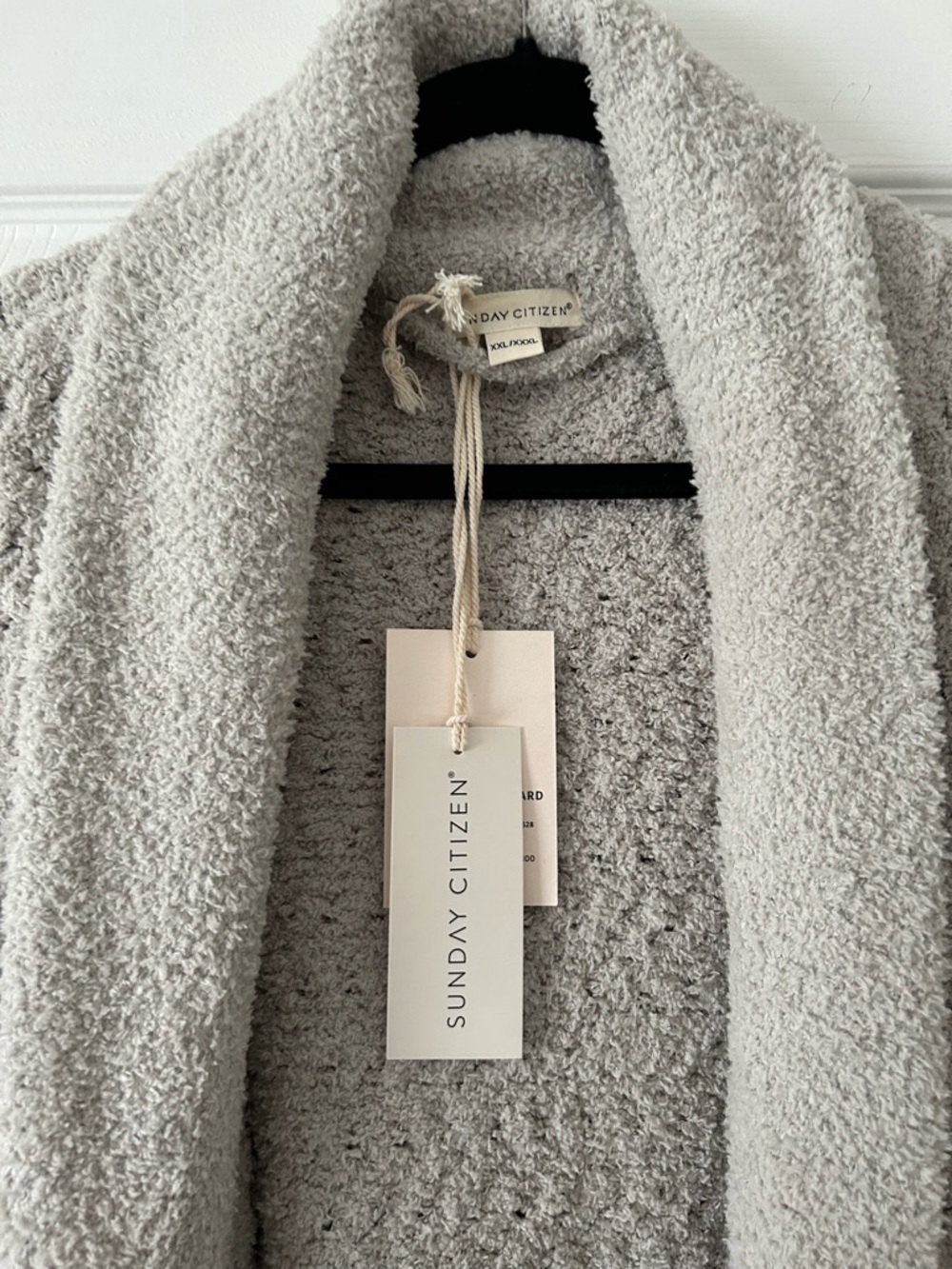 Sunday Citizen Cozy Shawl Collar Robe - Light Gray/Green size XXL/XXXL